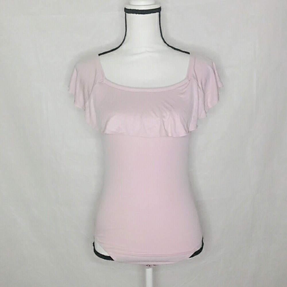 Express BodySuit Peplum Neck Pink NWT XS